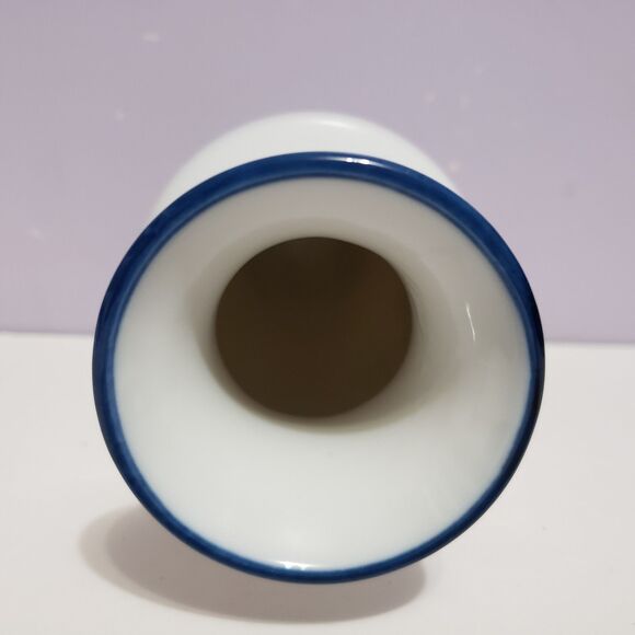 Vase White Blue Chickens  Farmhouse Country Home Decor  6" - Picture 4 of 6